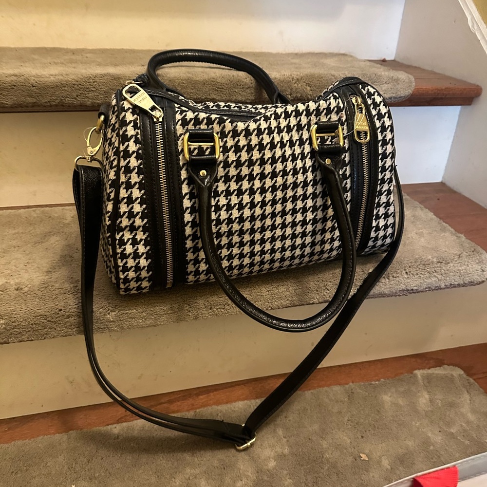 Steve Madden Black and White Houndstooth Satchel